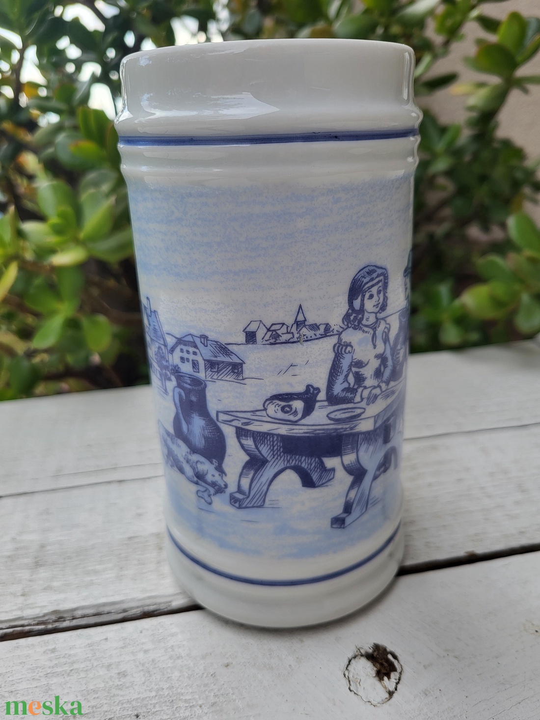 Hollóházi porcelán_jelenetes söröskorsó - otthon & életmód - konyhafelszerelés, tálalás - tálalás - sörös pohár és korsó - Meska.hu