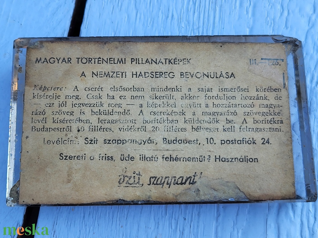 SZIT ( Szent István Szappangyár ) szappanreklám történelmi pillanatképpel - művészet - reklám tárgyak - Meska.hu SZIT ( Szent István Szappangyár ) szappanreklám történelmi pillanatképpel - művészet - reklám tárgyak - Meska.hu
