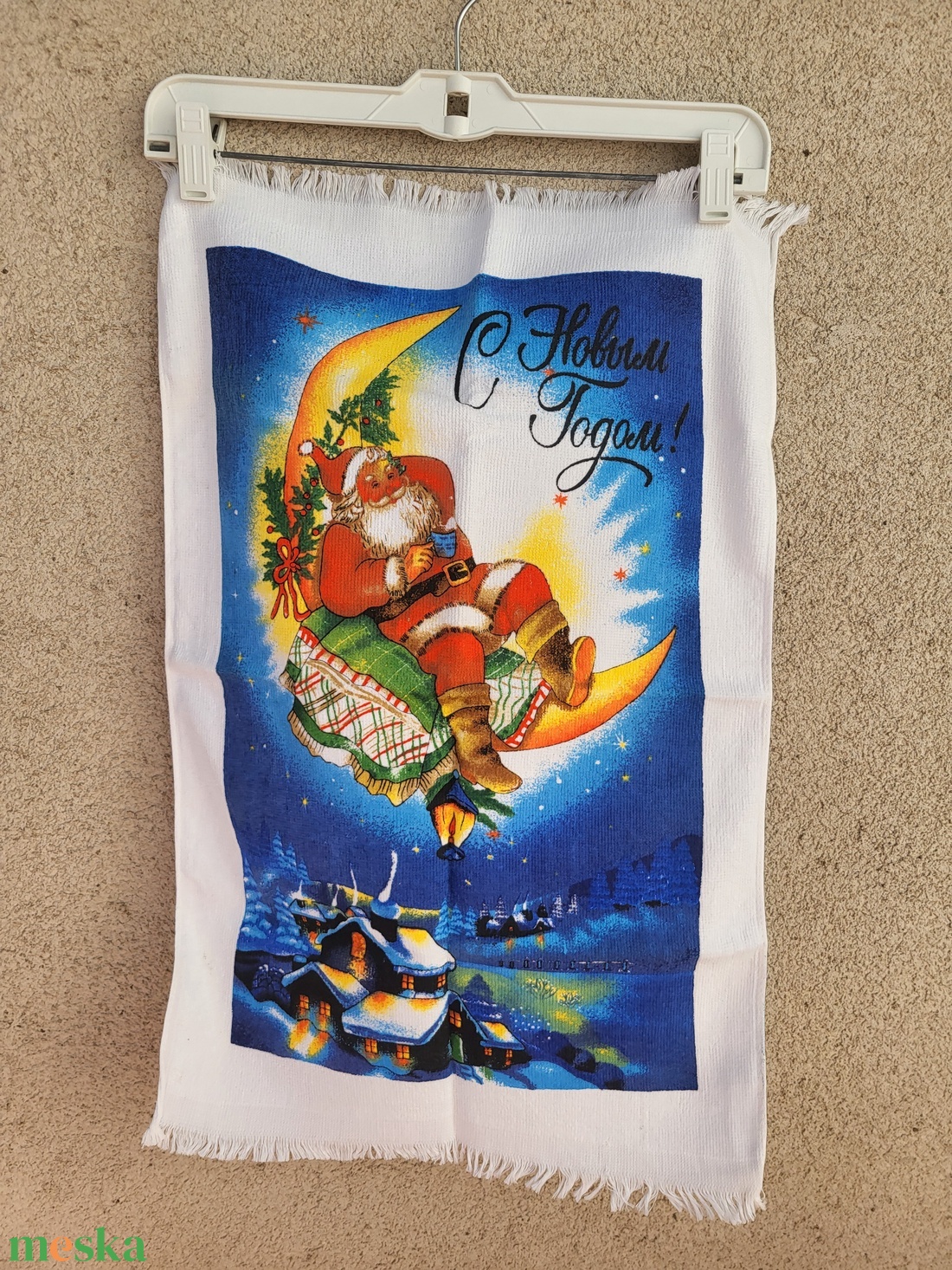 Orosz feliratos Mikulás / karácsonyi konyharuha, kéztörlő - karácsony - karácsonyi sütés-főzés - Meska.hu