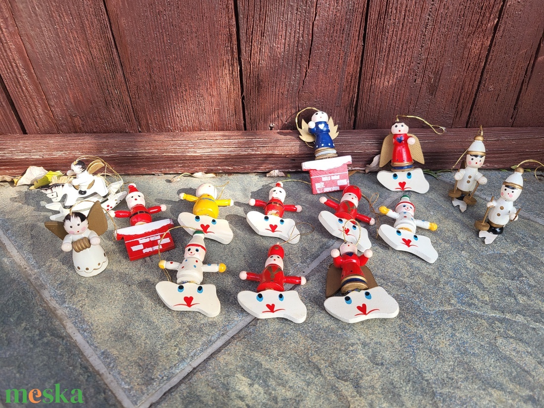 Fa karácsonyfadísz szett_14 db-os - karácsony - karácsonyi lakásdekoráció - karácsonyfadíszek - Meska.hu