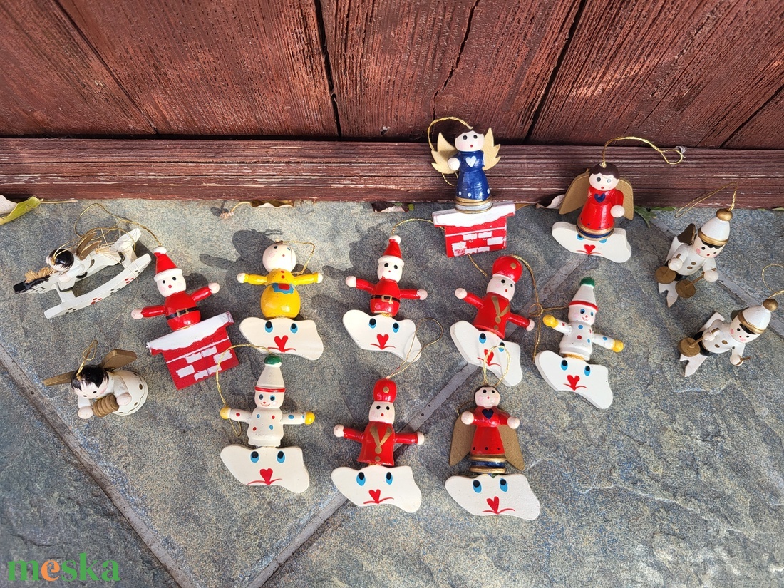 Fa karácsonyfadísz szett_14 db-os - karácsony - karácsonyi lakásdekoráció - karácsonyfadíszek - Meska.hu
