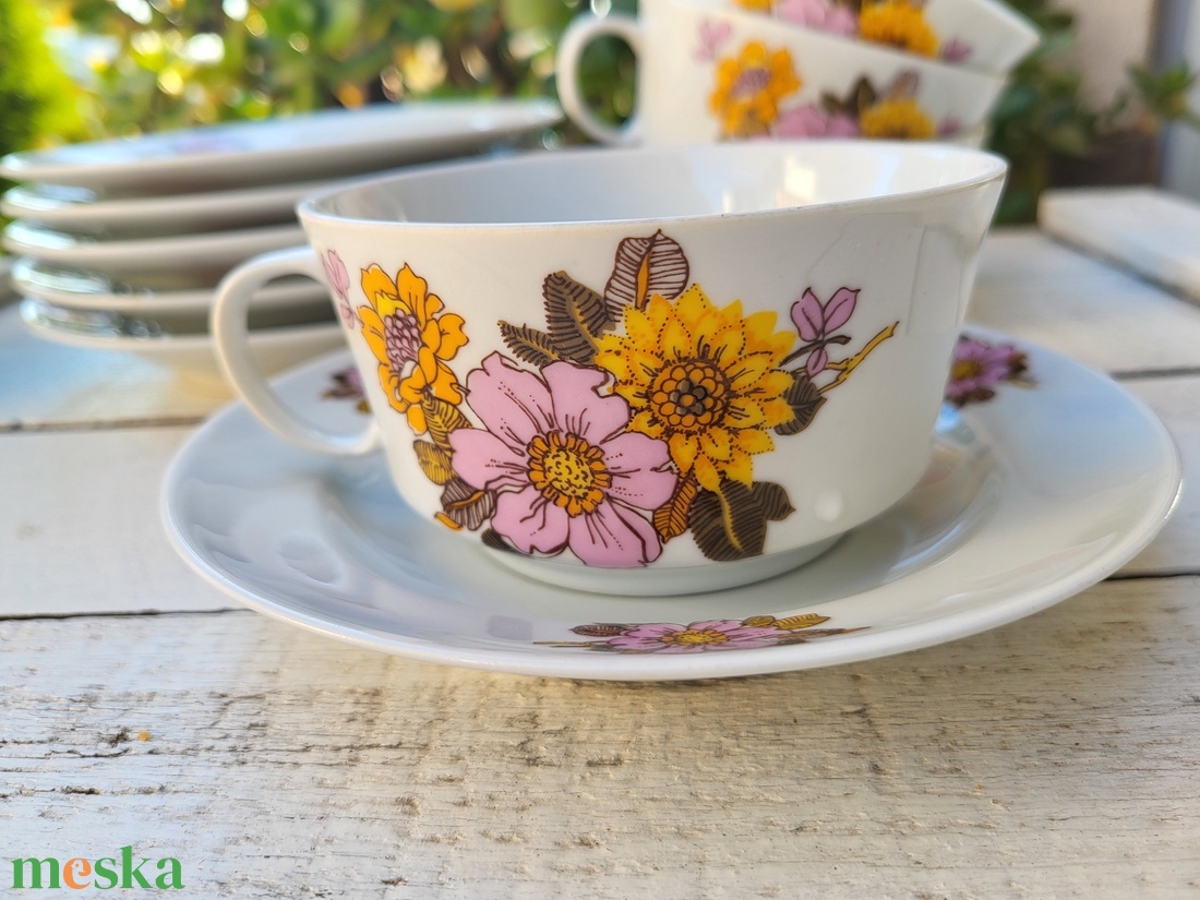 Alföldi porcelán_dáliás teáscsésze szett 6 személyes - otthon & életmód - konyhafelszerelés, tálalás - tálalás - bögre & csésze - Meska.hu