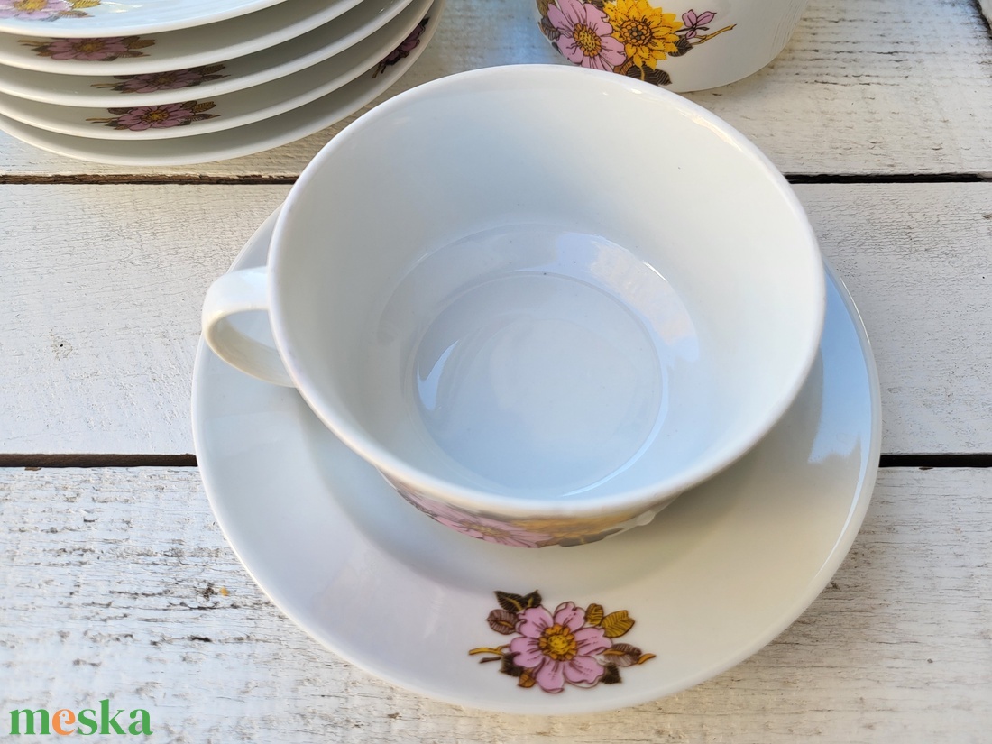 Alföldi porcelán_dáliás teáscsésze szett 6 személyes - otthon & életmód - konyhafelszerelés, tálalás - tálalás - bögre & csésze - Meska.hu