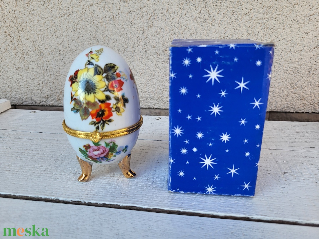 Porcelán ékszertartó tojás_virágos - ékszer - ékszertartó - ékszerdoboz - Meska.hu
