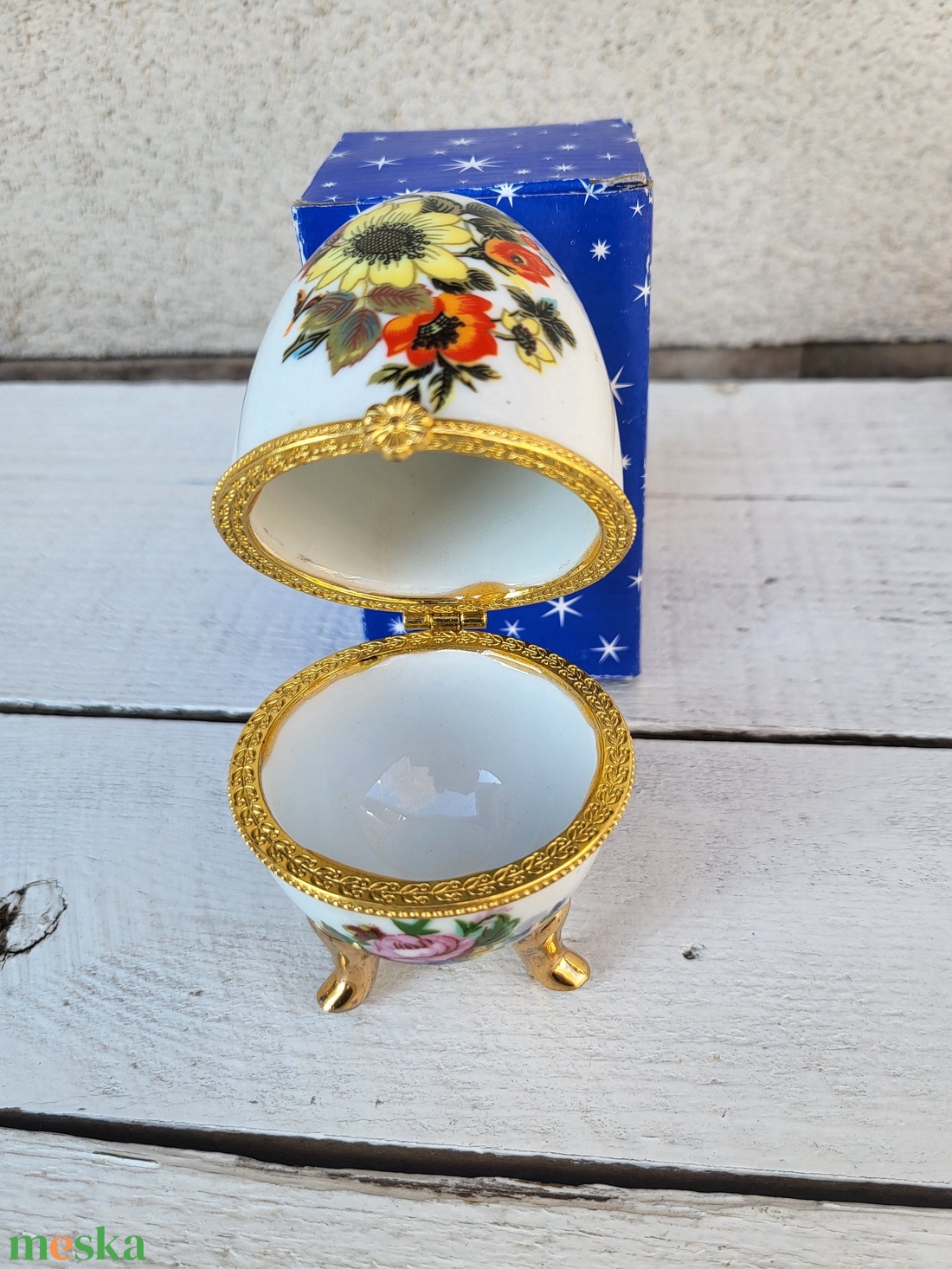Porcelán ékszertartó tojás_virágos - ékszer - ékszertartó - ékszerdoboz - Meska.hu