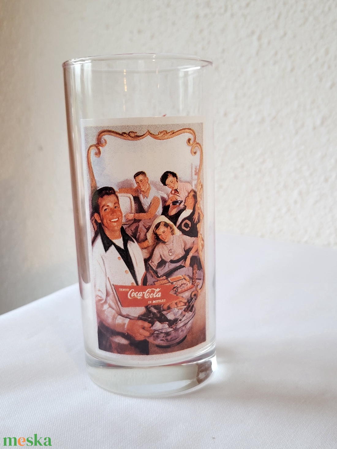 Coca_Cola pohár ritka, vintage stílusú mintával - otthon & életmód - konyhafelszerelés, tálalás - tálalás - pohár - Meska.hu