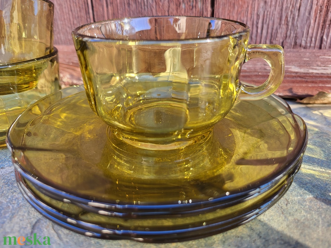 Vintage, Pyrex France borostyánsárga kávéscsésze szett készletpótlásra - otthon & életmód - konyhafelszerelés, tálalás - tálalás - bögre & csésze - Meska.hu