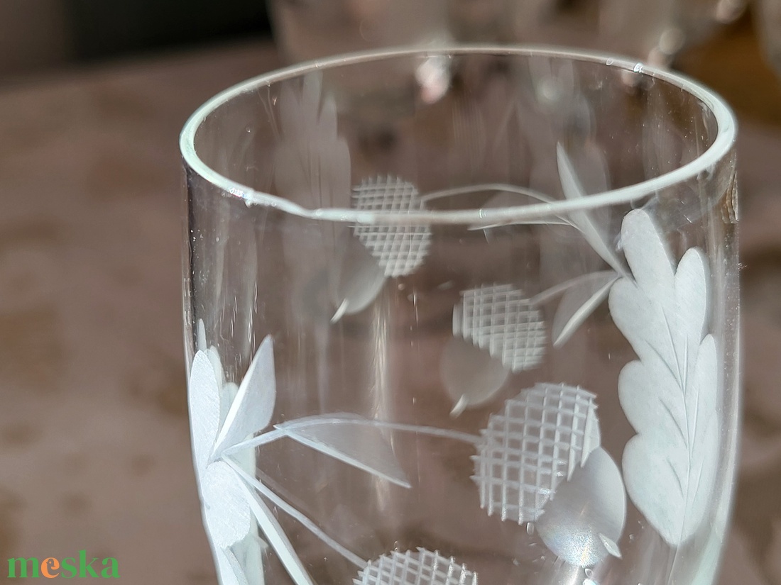 Vintage, régi, csiszolt likőrös pohárkészlet - otthon & életmód - konyhafelszerelés, tálalás - tálalás - pohár - Meska.hu