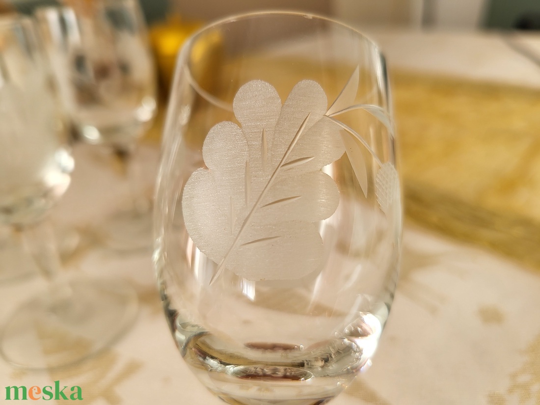 Vintage, régi, csiszolt likőrös pohárkészlet - otthon & életmód - konyhafelszerelés, tálalás - tálalás - pohár - Meska.hu