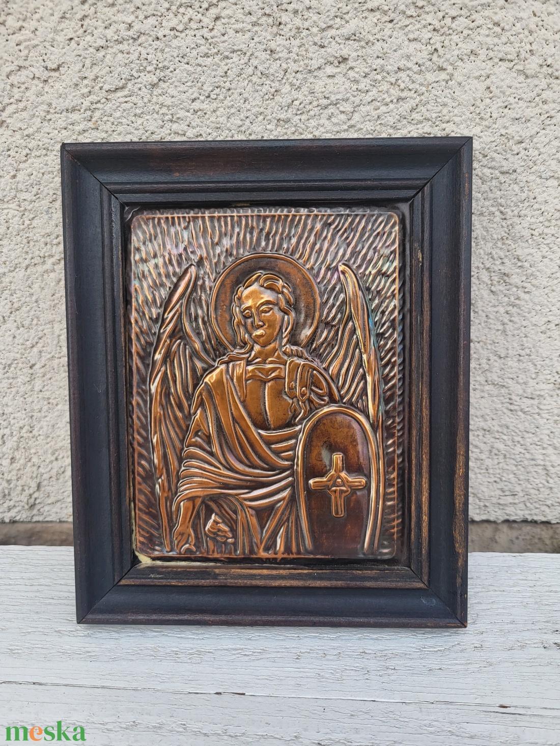 Pravoszláv / ortodox fakeretes vörösréz domborműves ikon - otthon & életmód - vallás - házi áldás - Meska.hu