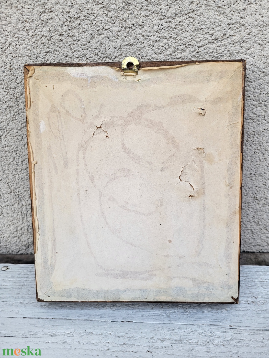 Régi, üvegezett fakeretes tűgobelin falikép_szélmalom - művészet - textilkép - gobelin - Meska.hu