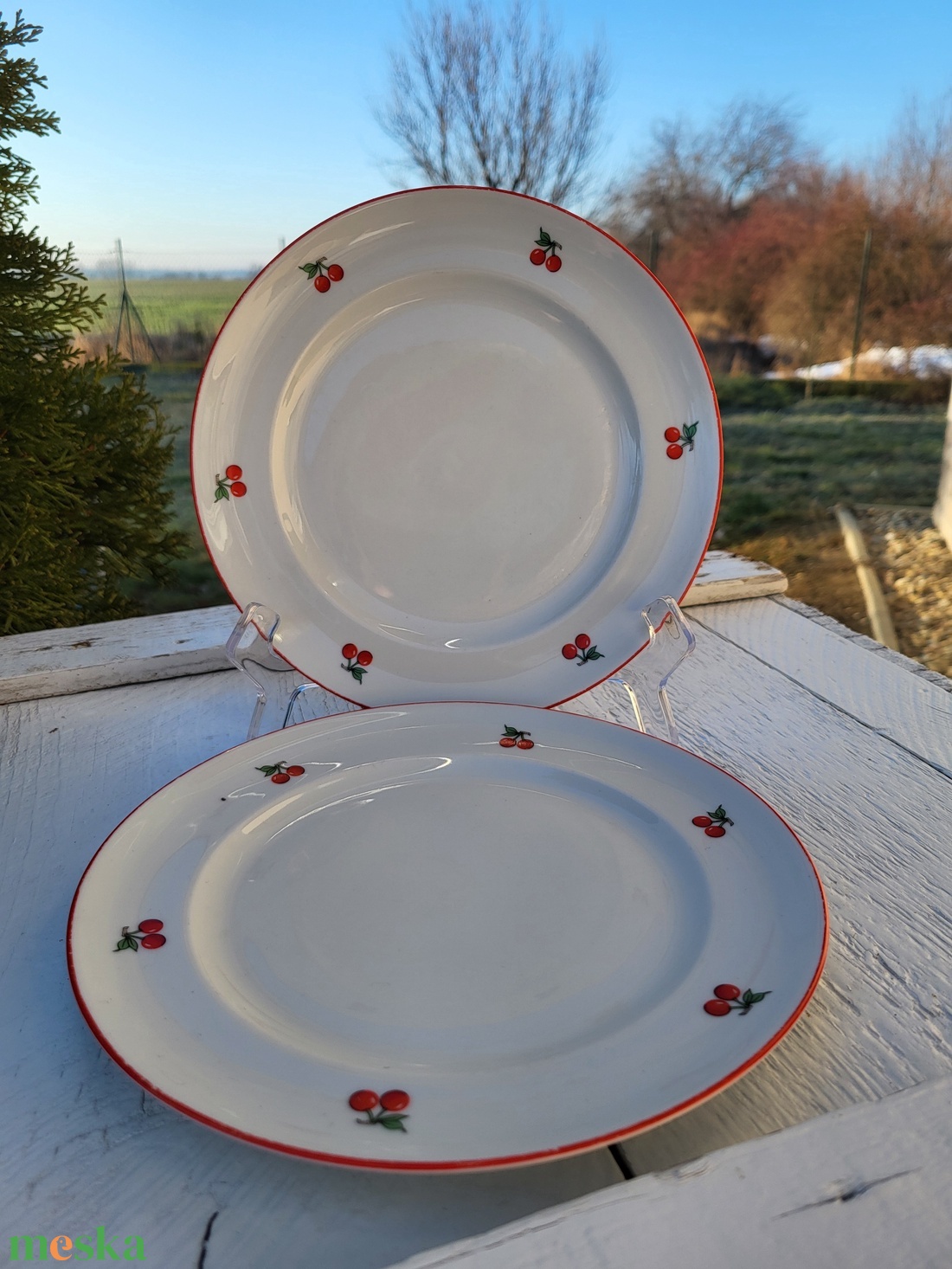 Alföld porcelán_cseresznyés kistányér pár - otthon & életmód - konyhafelszerelés, tálalás - tálalás - tányér & étkészlet - Meska.hu