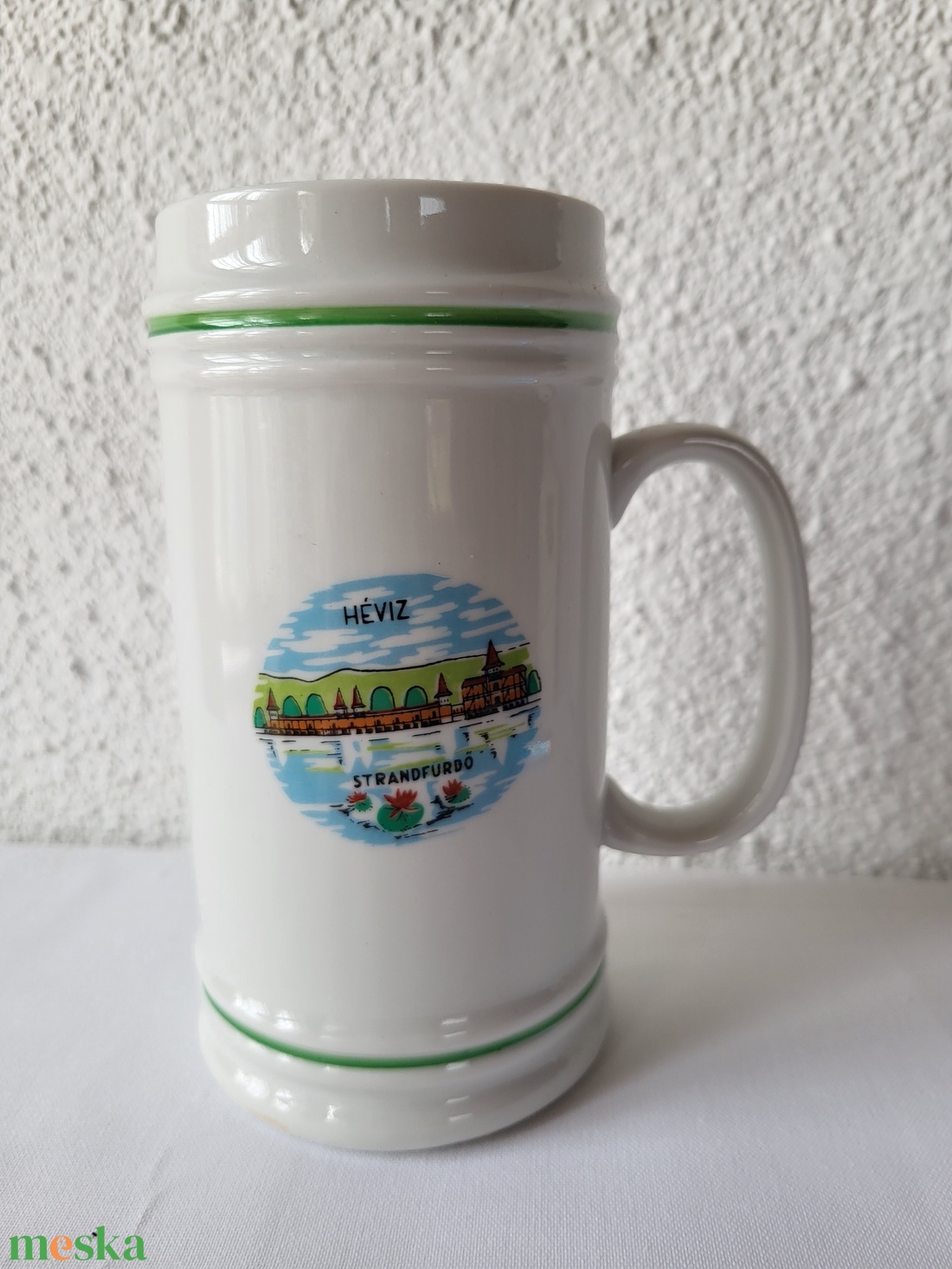 Hollóházi porcelán_söröskorsó_Hévíz - otthon & életmód - dekoráció - dísztárgy - Meska.hu