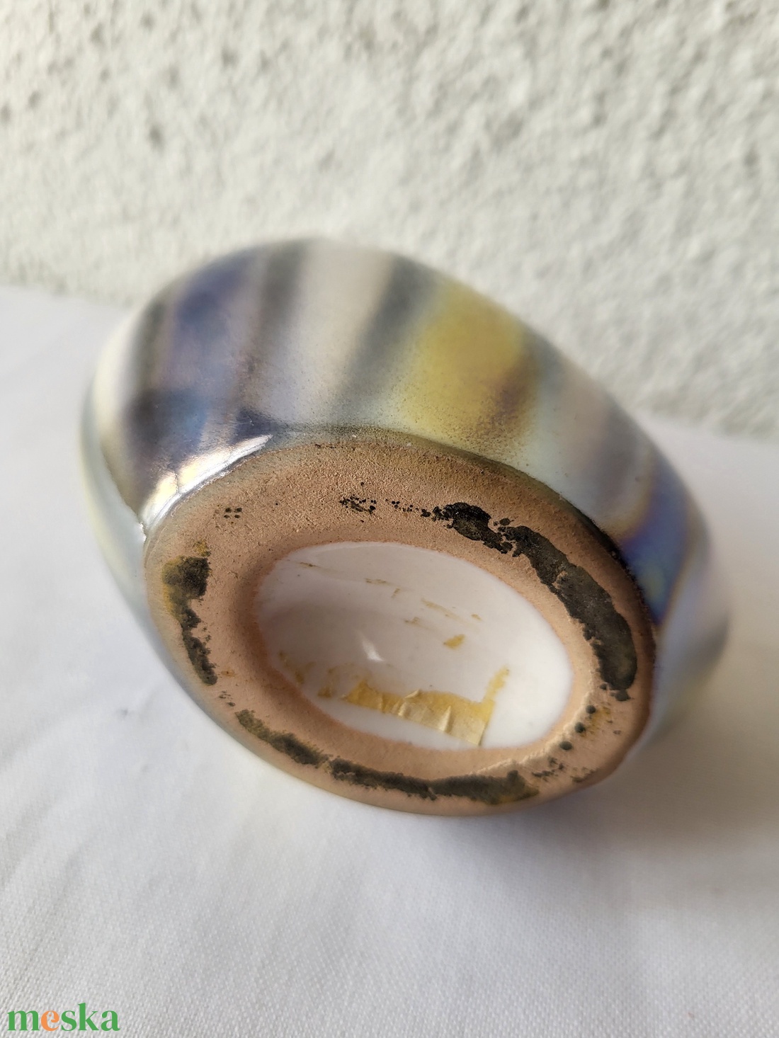 Retro, vintage, Iparművészeti, irizáló mázas kerámia kancsó, váza - otthon & életmód - virágdekoráció - virágtartó - váza - Meska.hu