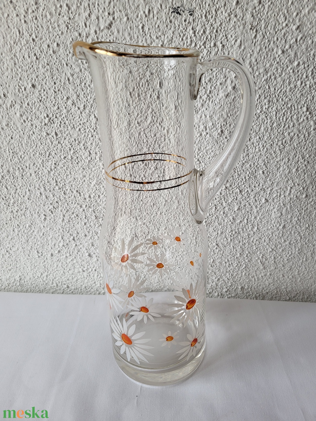 Vintage, retro, margarétás limonádés kancsó - otthon & életmód - konyhafelszerelés, tálalás - tálalás - üveg & kancsó - Meska.hu