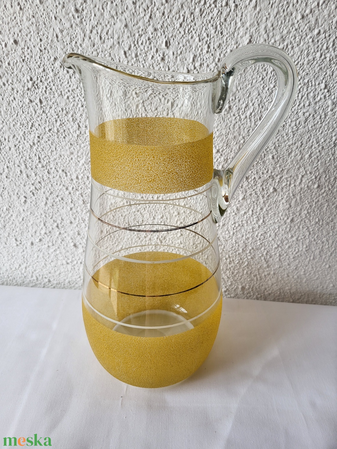 Vintage,retro aranycsíkos limonádés kancsó - otthon & életmód - konyhafelszerelés, tálalás - tálalás - üveg & kancsó - Meska.hu