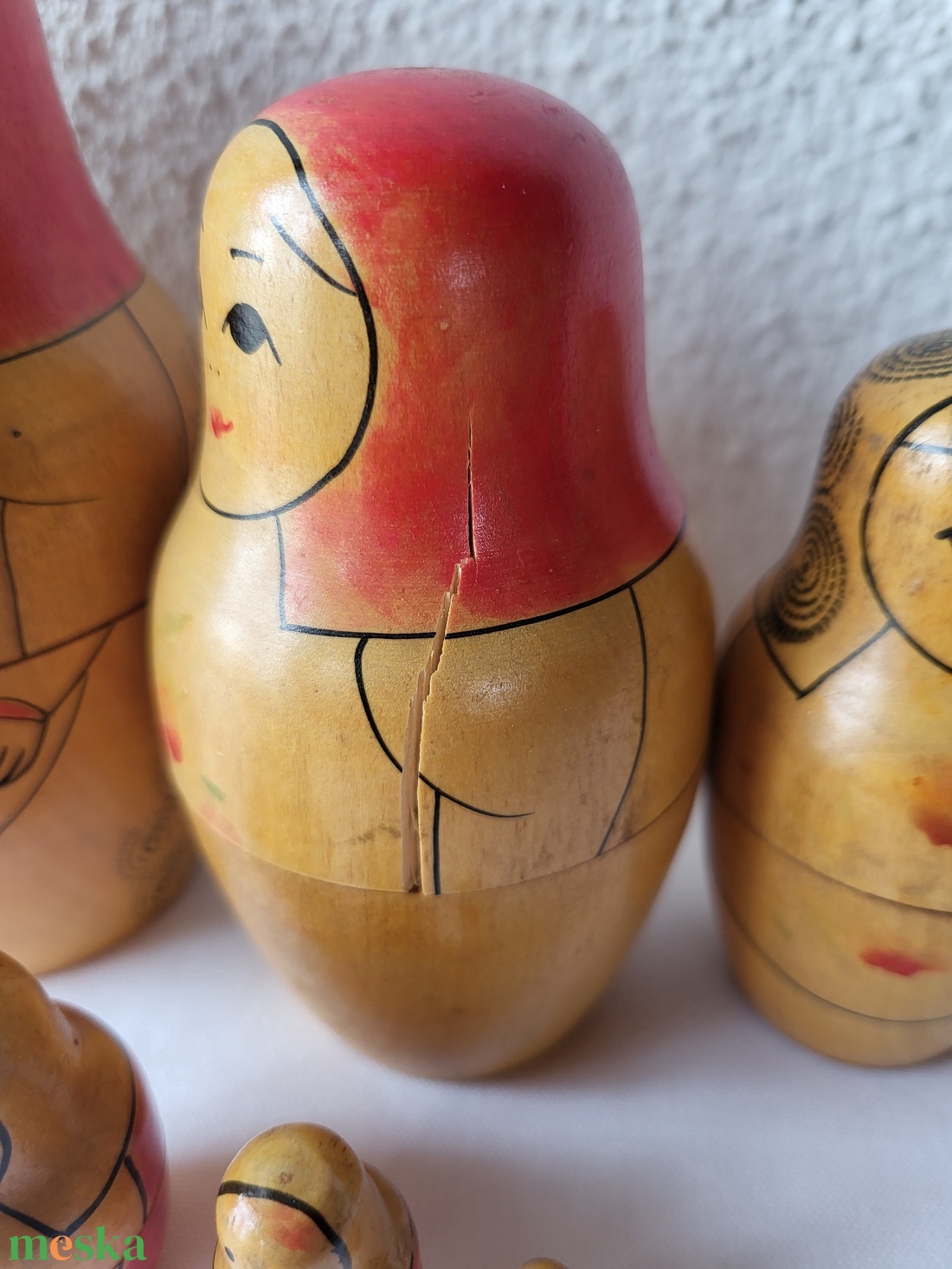 Vintage,retro, orosz Matrjoska baba szett_nagy méretű, 8 db-os! - otthon & életmód - dekoráció - dekoratív figurák és szobrok - Meska.hu