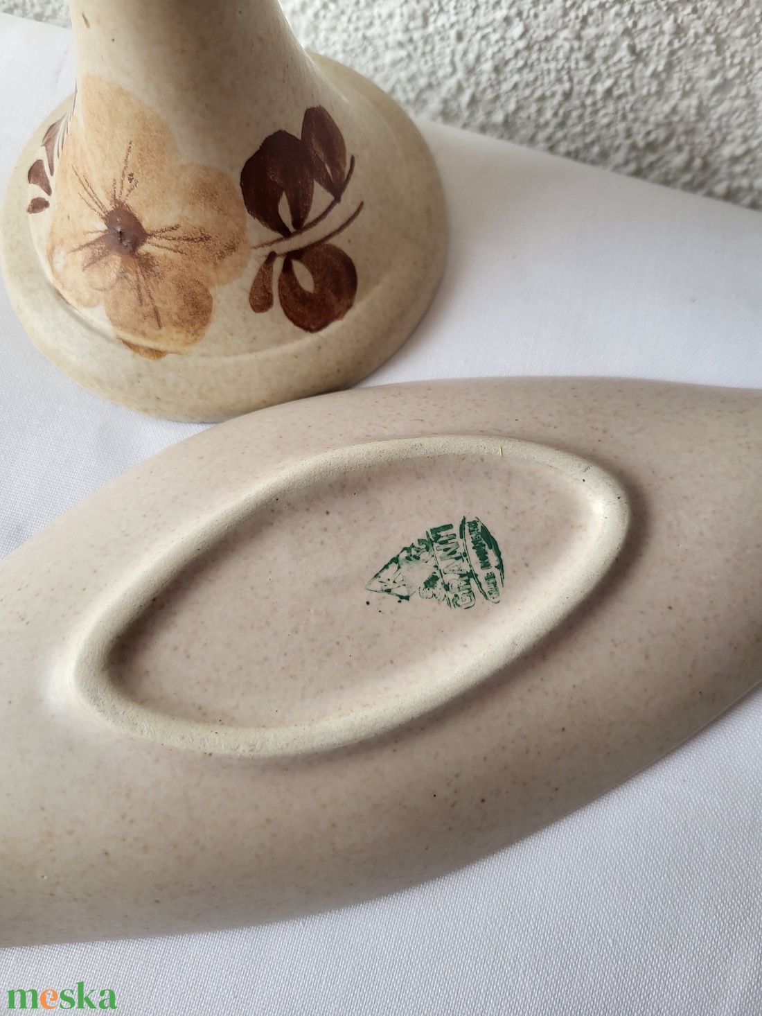 Vintage, Gránit gyertyatartó + dísztál szett - otthon & életmód - gyertya, illat, aroma - gyertyatartó - Meska.hu