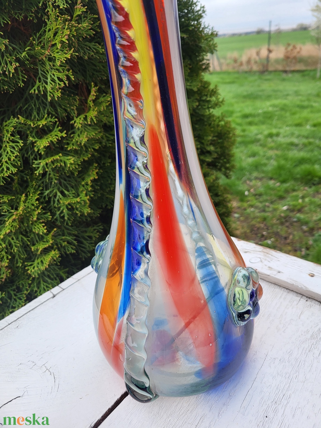 Vintage, muránói jellegű óriái üvegváza - otthon & életmód - virágdekoráció - virágtartó - váza - Meska.hu