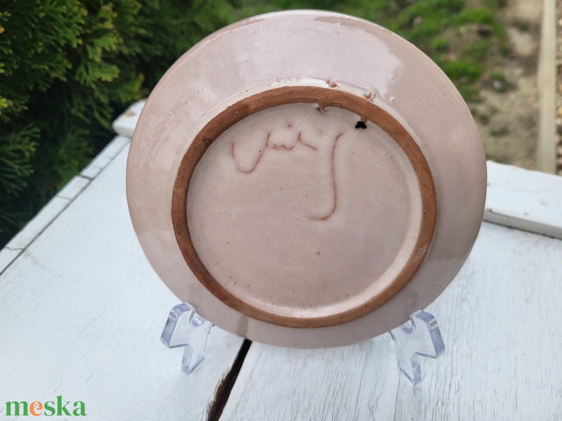 Vintage, osztrák Gmundner Keramik falitányér Green Flamed - otthon & életmód - dekoráció - fali és függő dekoráció - falra akasztható dekor - Meska.hu