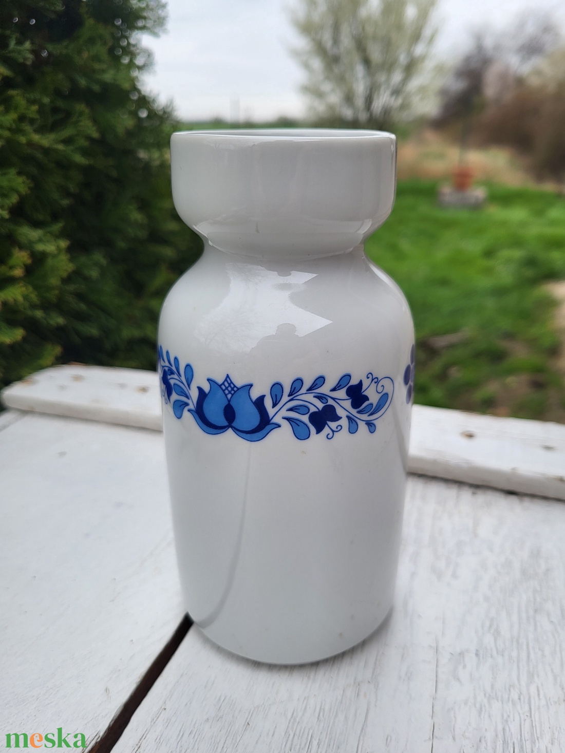 Alföldi porcelán_kék magyaros váza - otthon & életmód - virágdekoráció - virágtartó - váza - Meska.hu