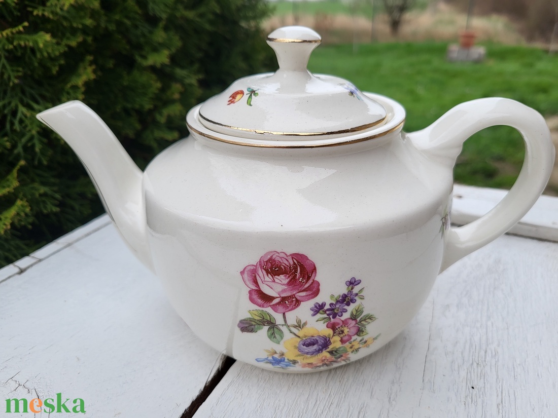 Antik, vintage Sadler fajansz teáskanna - otthon & életmód - konyhafelszerelés, tálalás - tálalás - üveg & kancsó - Meska.hu