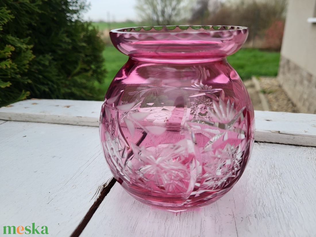 Vintage, cseh Bohemia ólomkristály gömbváza - otthon & életmód - virágdekoráció - virágtartó - váza - Meska.hu