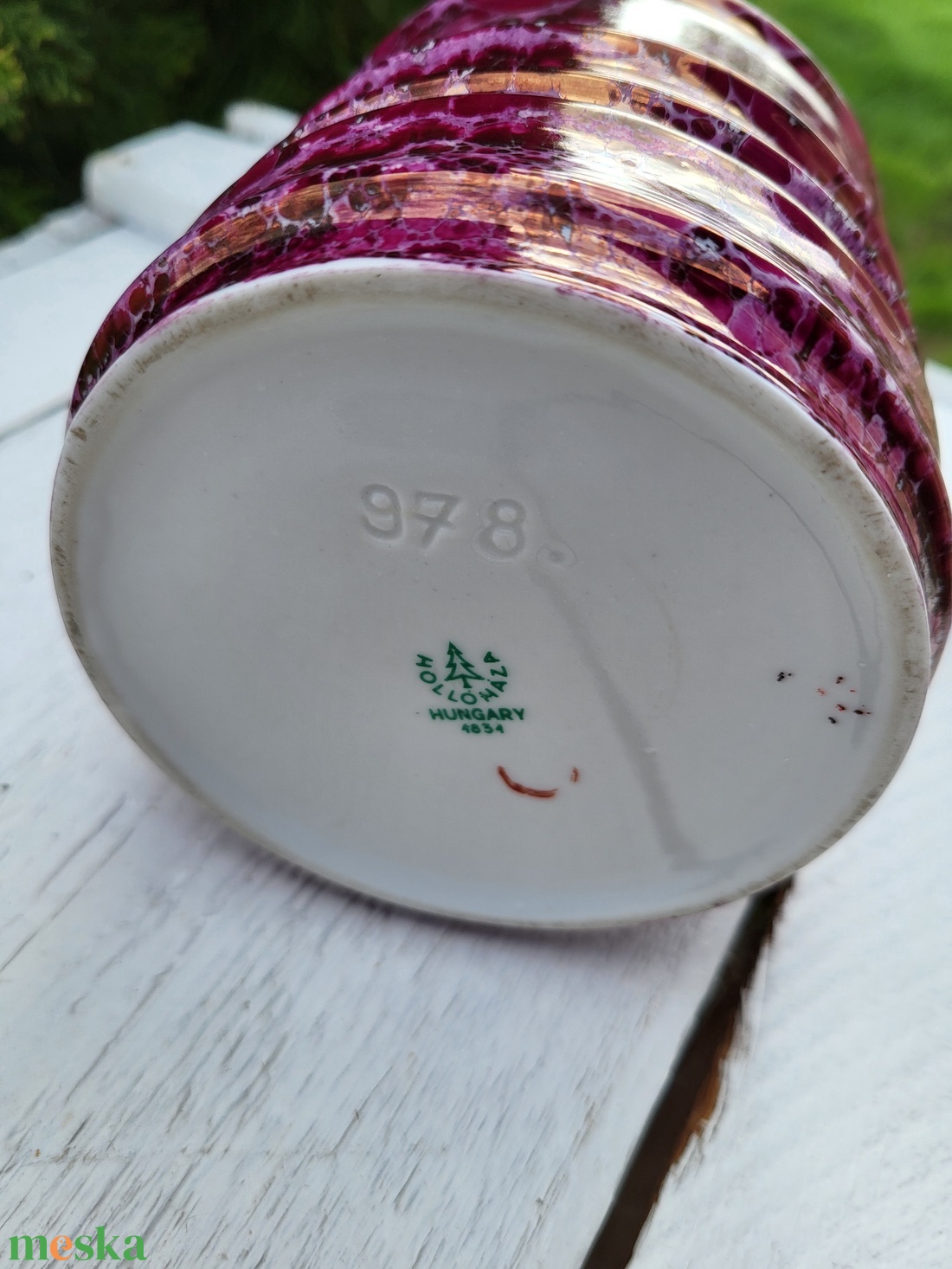 Hollóházi porcelán_lüsztermázas kaspó, váza - otthon & életmód - virágdekoráció - virágtartó - váza - Meska.hu