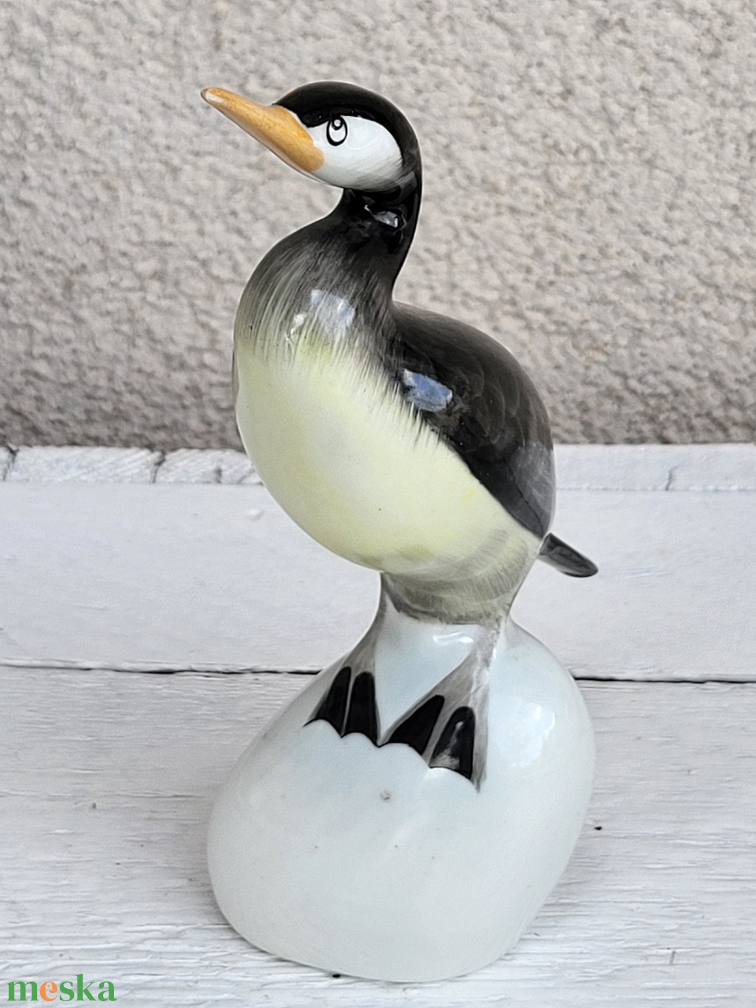 Hollóházi porcelán_ kormorán / kárókatona madár figura - otthon & életmód - dekoráció - dekoratív figurák és szobrok - Meska.hu