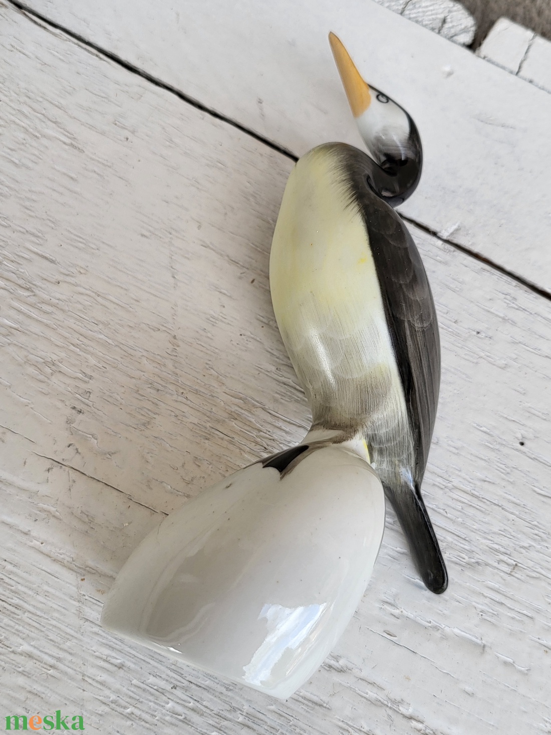 Hollóházi porcelán_ kormorán / kárókatona madár figura - otthon & életmód - dekoráció - dekoratív figurák és szobrok - Meska.hu
