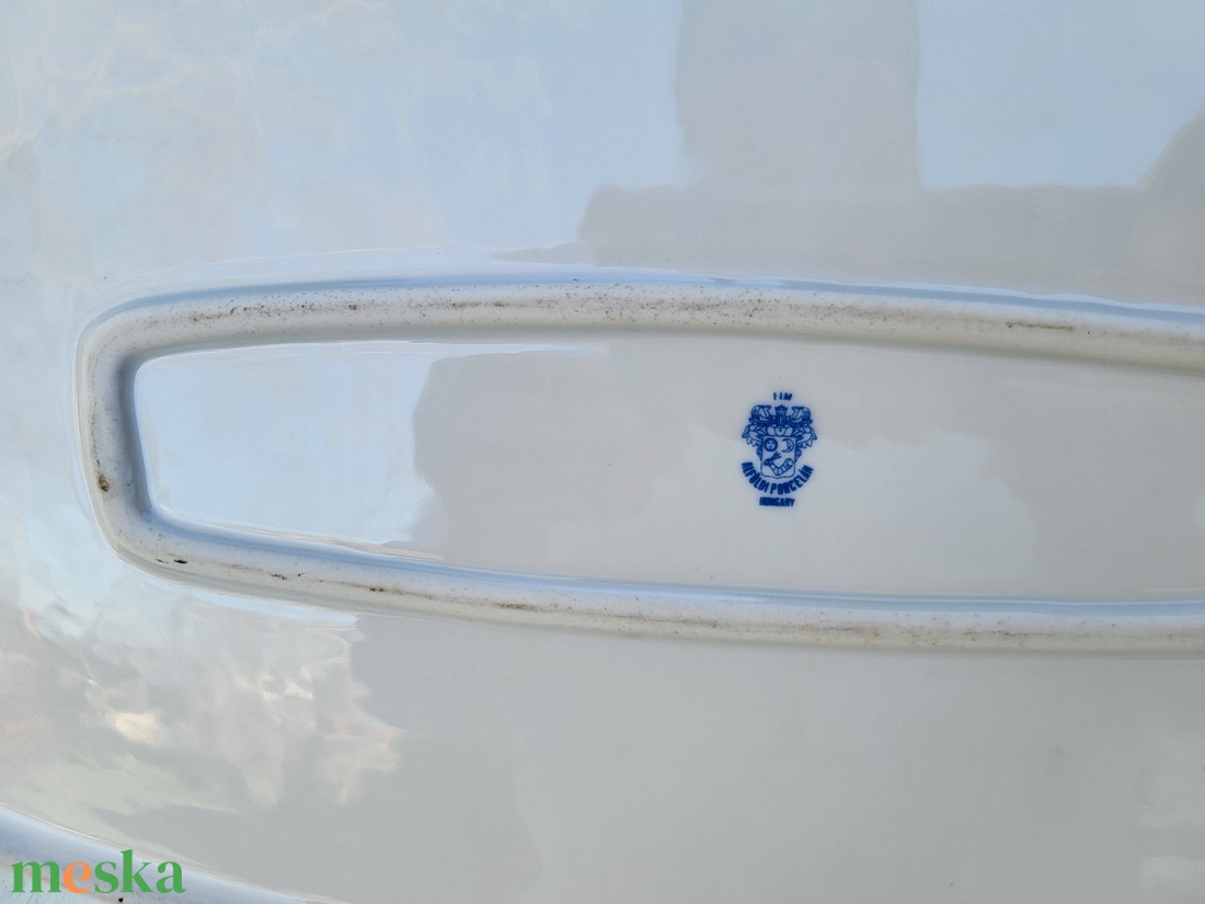 Alföldi porcelán_zöld csíkos sültes, pecsenyés tál - otthon & életmód - konyhafelszerelés, tálalás - tálalás - kínálótál - Meska.hu