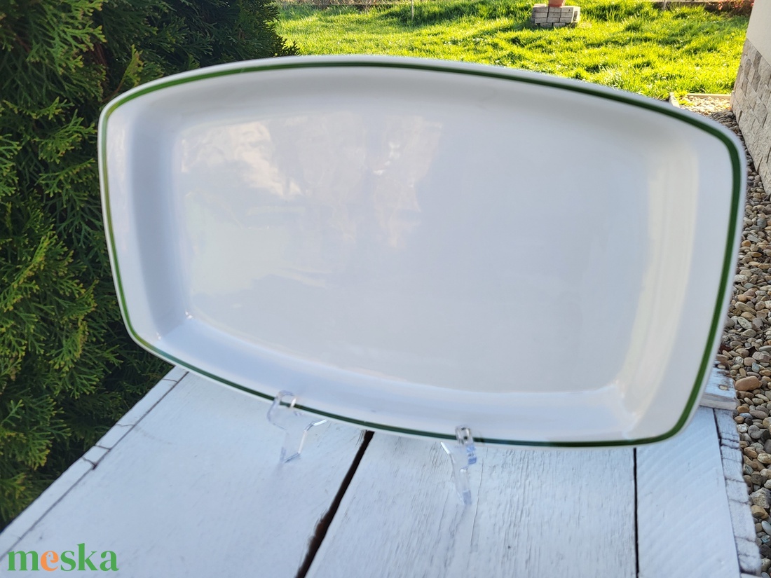 Alföldi porcelán_zöld csíkos sültes, pecsenyés tál - otthon & életmód - konyhafelszerelés, tálalás - tálalás - kínálótál - Meska.hu