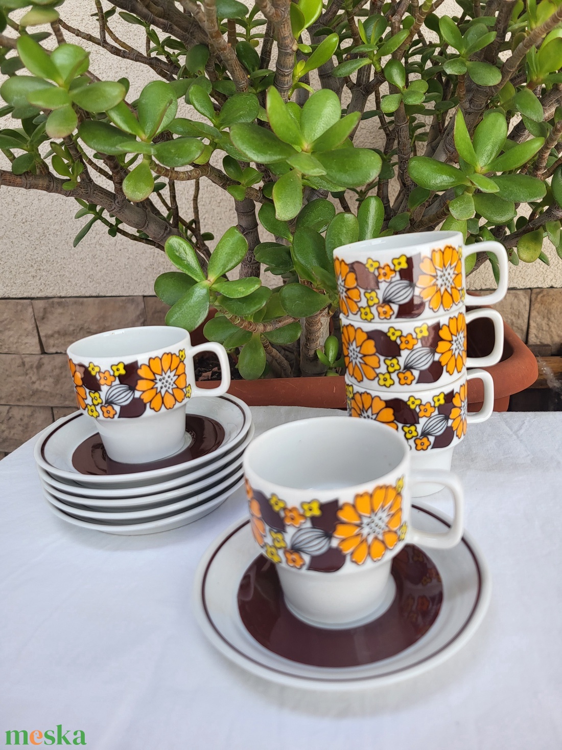 Vintage, retro Hollóházi porcelán mokkás/kávés csészeszett - otthon & életmód - konyhafelszerelés, tálalás - tálalás - bögre & csésze - Meska.hu