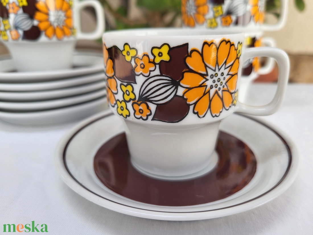 Vintage, retro Hollóházi porcelán mokkás/kávés csészeszett - otthon & életmód - konyhafelszerelés, tálalás - tálalás - bögre & csésze - Meska.hu