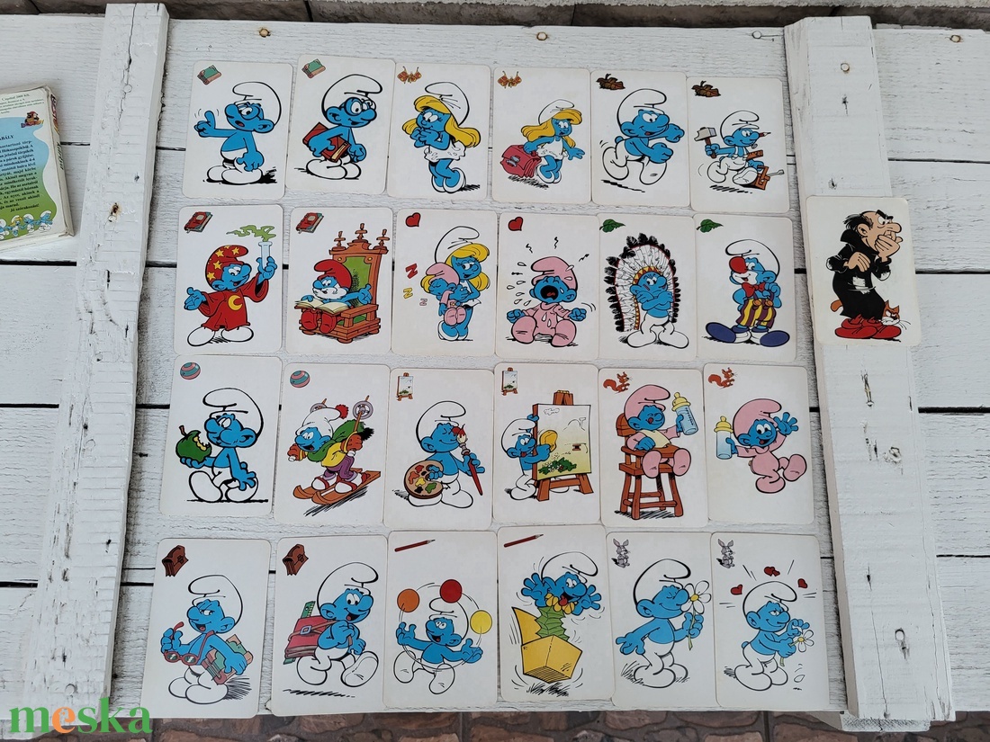 Vintage, retro Fekete Péter jellegű játékkártya_Hupikék törpikék - játék & sport - táblajáték és kártyajáték - kártya - Meska.hu