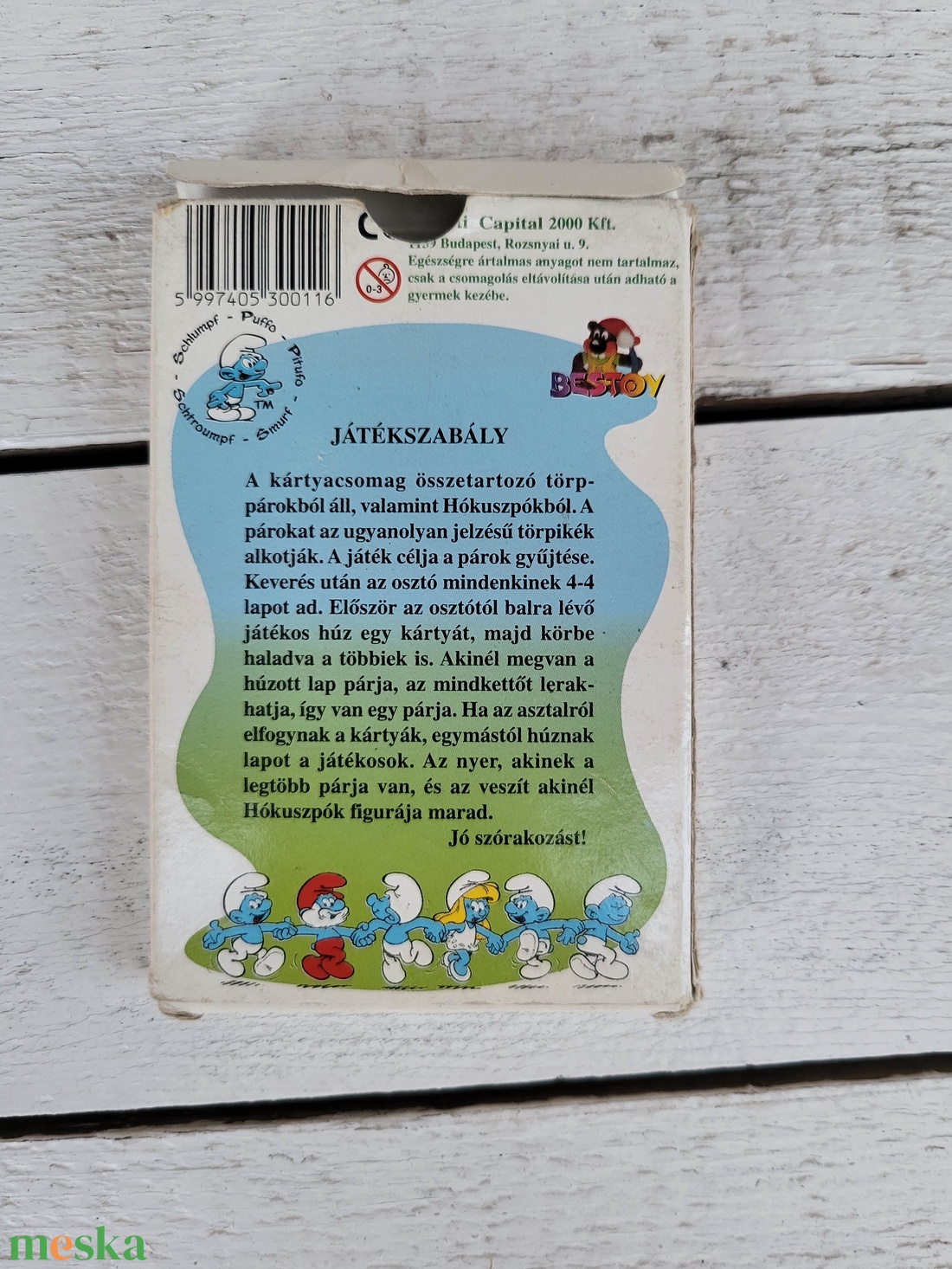 Vintage, retro Fekete Péter jellegű játékkártya_Hupikék törpikék - játék & sport - táblajáték és kártyajáték - kártya - Meska.hu