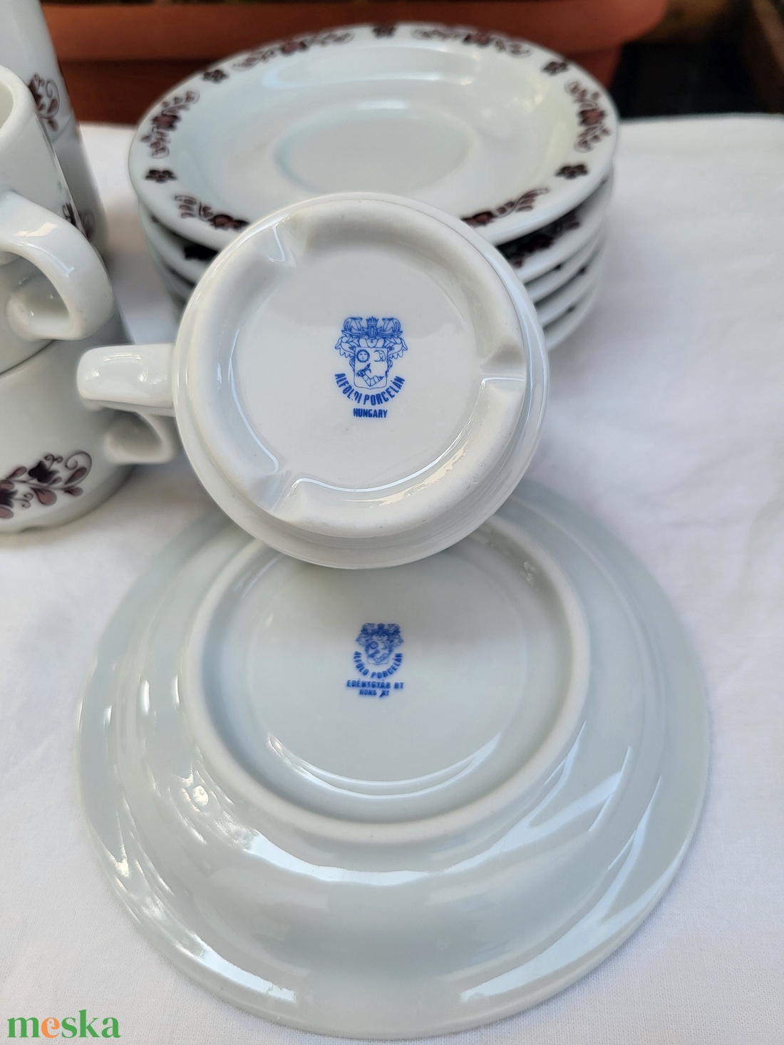 Alföldi porcelán_barna magyaros mokkás/kávés csészeszett - otthon & életmód - konyhafelszerelés, tálalás - tálalás - bögre & csésze - Meska.hu
