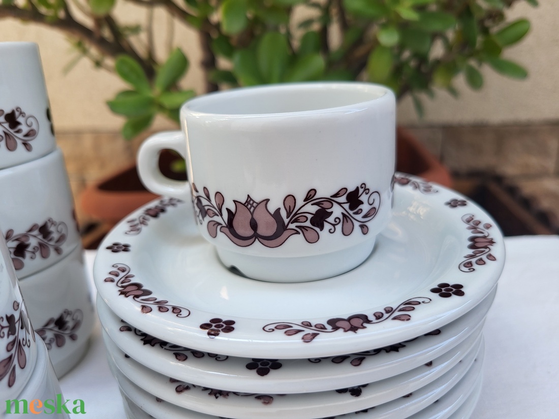 Alföldi porcelán_barna magyaros mokkás/kávés csészeszett - otthon & életmód - konyhafelszerelés, tálalás - tálalás - bögre & csésze - Meska.hu