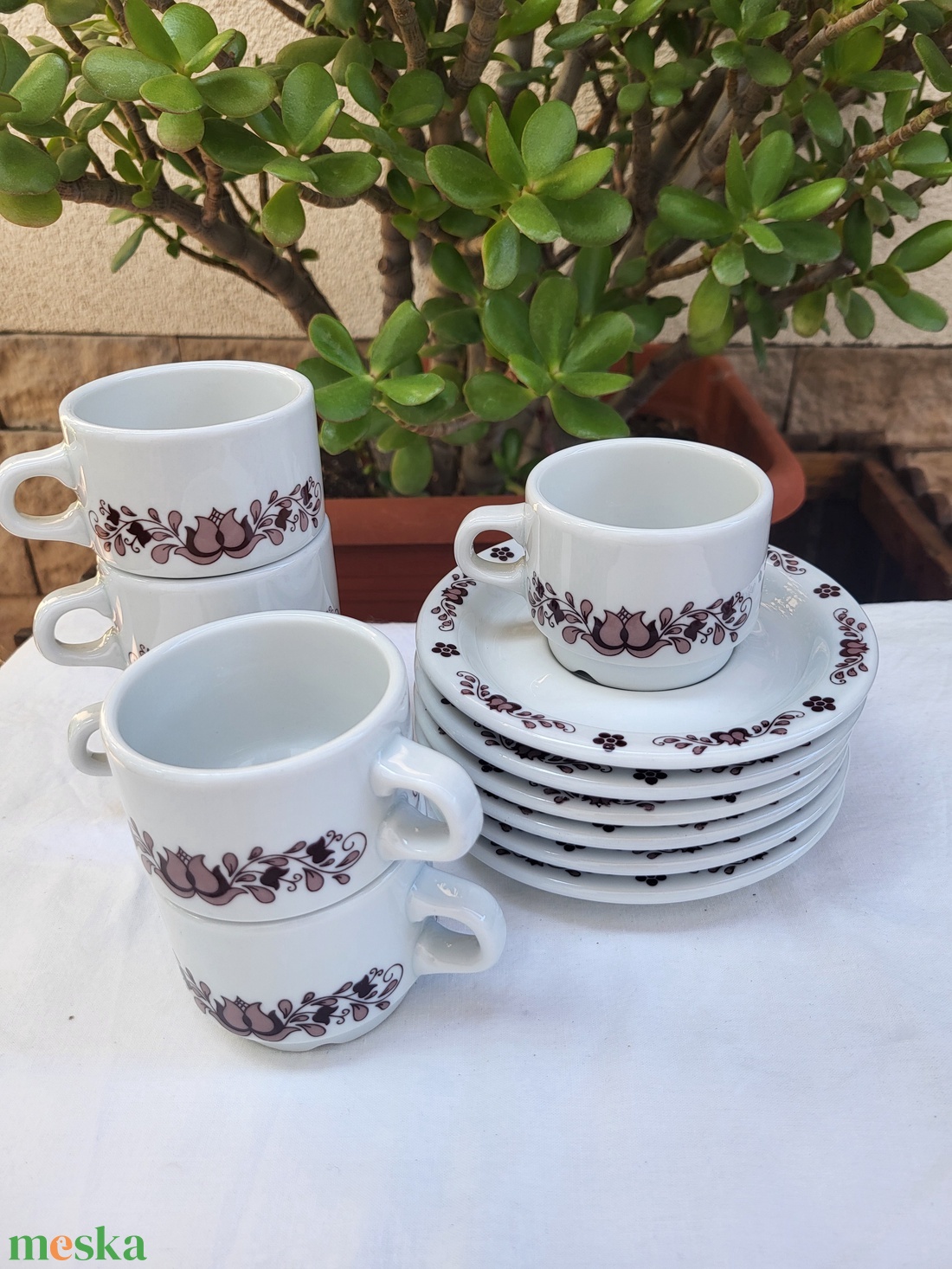 Alföldi porcelán_barna magyaros mokkás/kávés csészeszett - otthon & életmód - konyhafelszerelés, tálalás - tálalás - bögre & csésze - Meska.hu