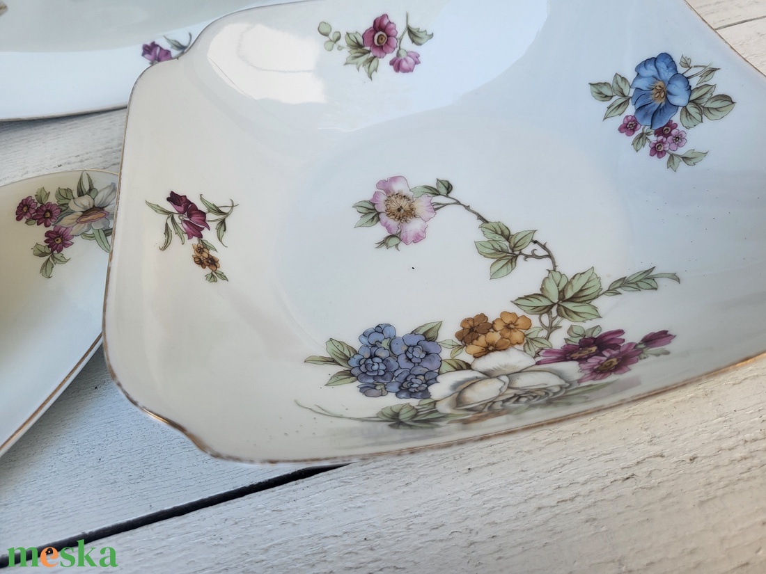 Antik Pirkenhammer Chechoslovakia porcelán_bazsarózsás tálalószett - otthon & életmód - konyhafelszerelés, tálalás - tálalás - tányér & étkészlet - Meska.hu