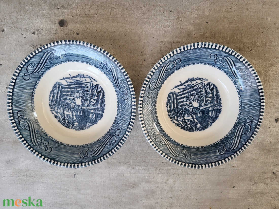 Vintage, retro ironstone Royal China Currier and Ives desszertes tálka pár_The Old Farm Gate - otthon & életmód - konyhafelszerelés, tálalás - tálalás - tányér & étkészlet - Meska.hu