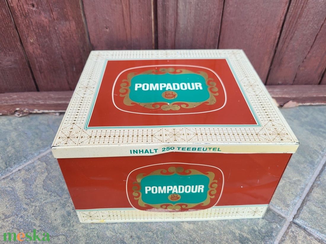 Vintage,retro Teekanne Pompadour Rotgold fém teásdoboz_'70-es évek, West Germany_nagyméretű, ritka! - otthon & életmód - dekoráció - asztal és polc dekoráció - díszdoboz - Meska.hu