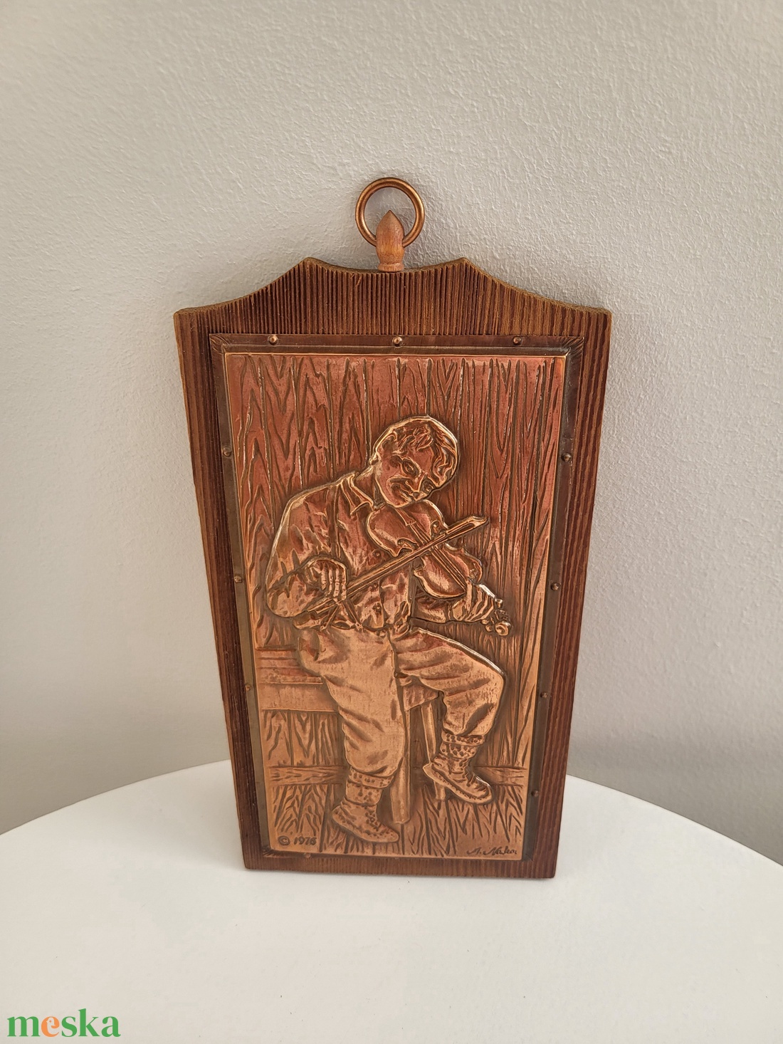 Vintage, retro Albert Nadeau dombornyomott vörösréz - fa falikép - relief - otthon & életmód - dekoráció - fali és függő dekoráció - falra akasztható dekor - Meska.hu