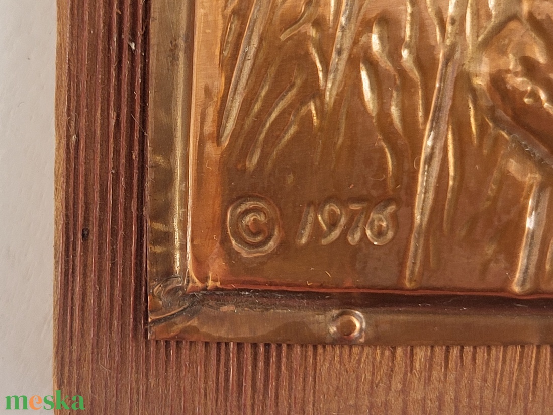 Vintage, retro Albert Nadeau dombornyomott vörösréz - fa falikép - relief - otthon & életmód - dekoráció - fali és függő dekoráció - falra akasztható dekor - Meska.hu