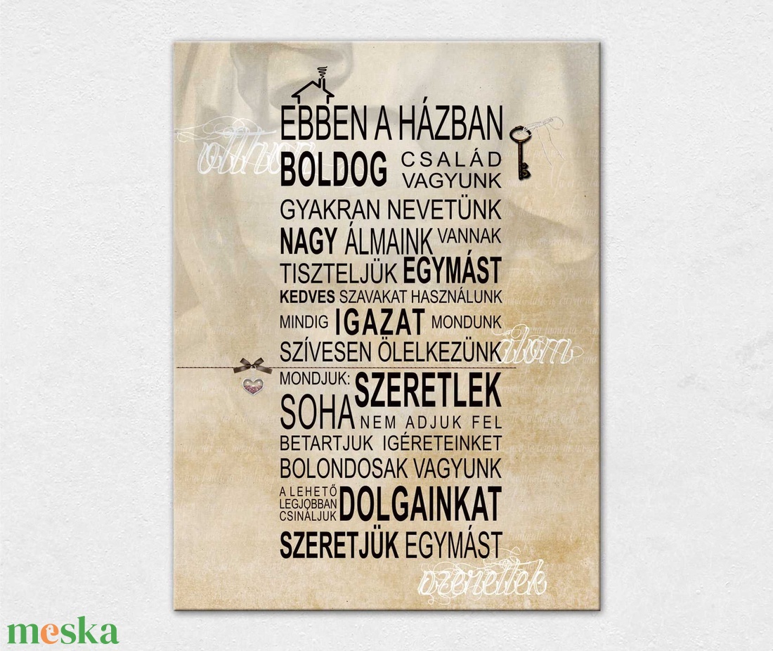 Házi áldás - vászonkép, fakerettel akciós termékkép 1