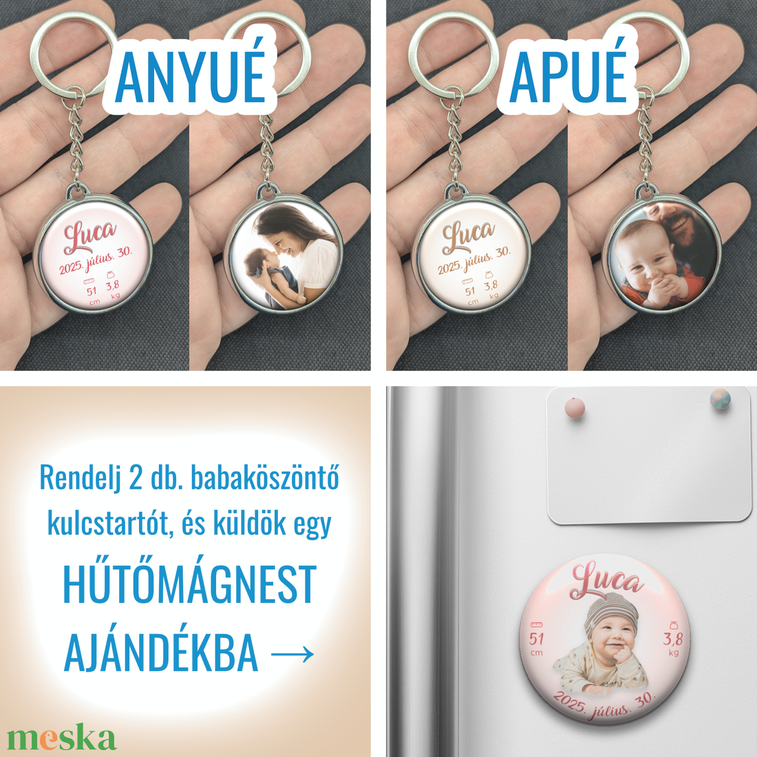 Babaköszöntő hűtőmágnes - otthon & életmód - konyhafelszerelés, tálalás - konyhai dekoráció - hűtőmágnes - Meska.hu