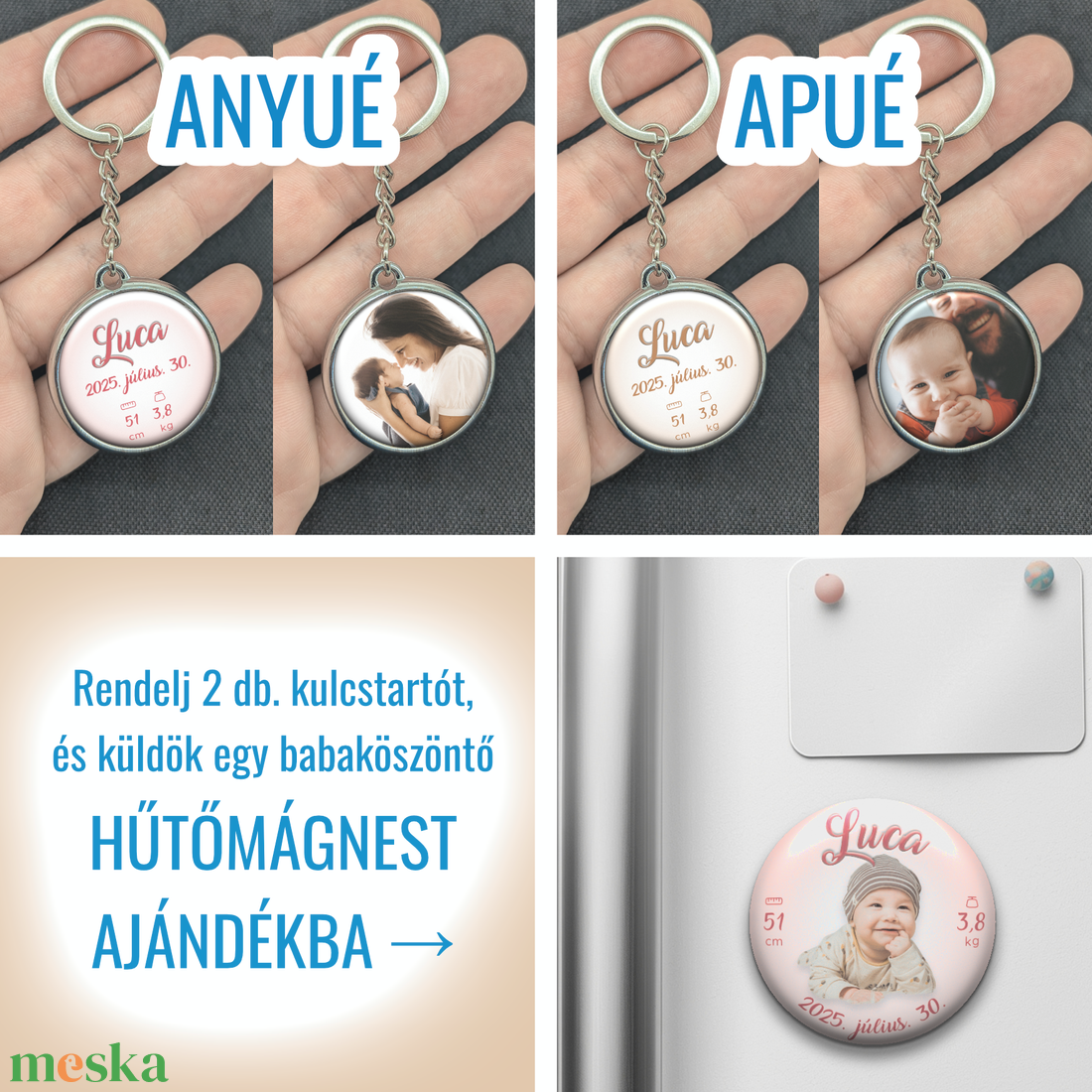 Babaköszöntő kulcstartó - otthon & életmód - konyhafelszerelés, tálalás - konyhai dekoráció - hűtőmágnes - Meska.hu