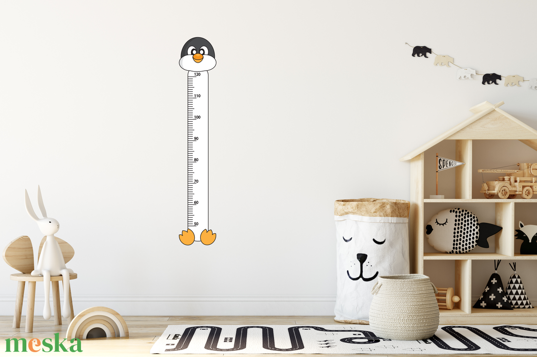 Falmatrica - Pingvines magasságmérő matrica - otthon & lakás - dekoráció - fali és függő dekoráció - falmatrica & tapéta - Meska.hu