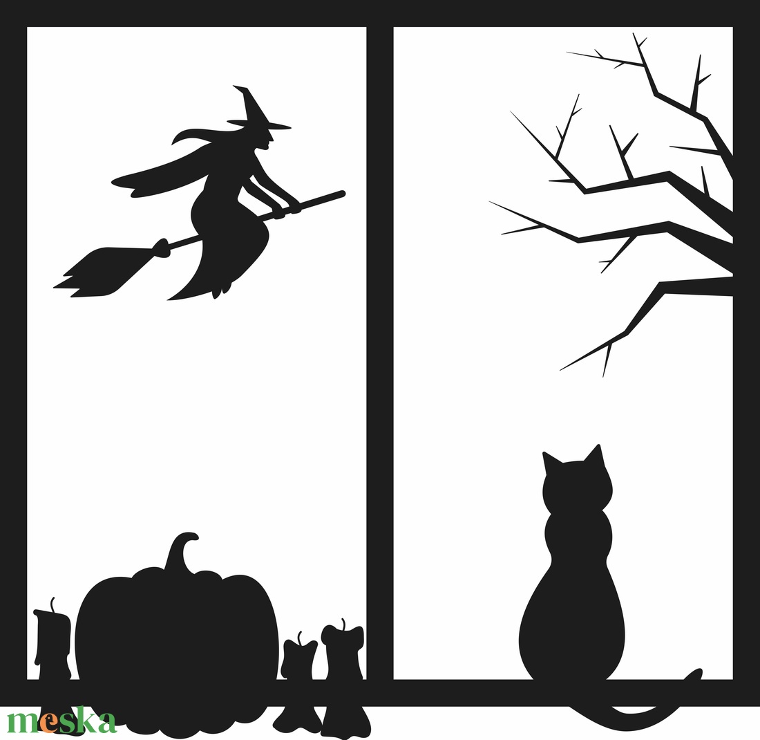 Halloween ablakdekor - fekete matrica - otthon & életmód - dekoráció - halloween - halloweeni ajtódíszek és ablakdíszek - Meska.hu
