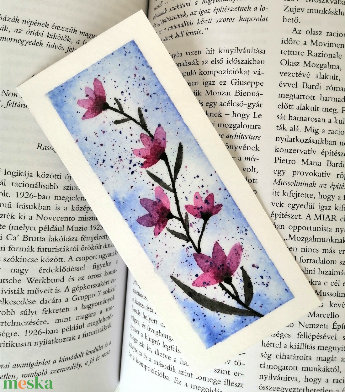 Kézzel festett könyvjelző - virágos, laminált - könyv & zene - könyvjelző - Meska.hu